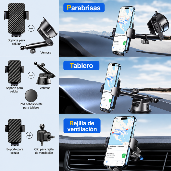 Gancho De Tablero De Vehiculo p/ Celulares 3 en 1 - Imagen 3