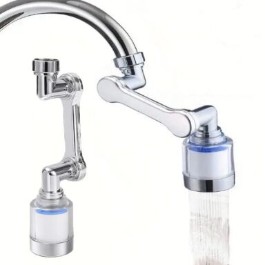 Disfruta de agua más limpia y suave con el filtro para grifo giratorio 1440°, diseñado para eliminar cloro, metales pesados y sedimentos.