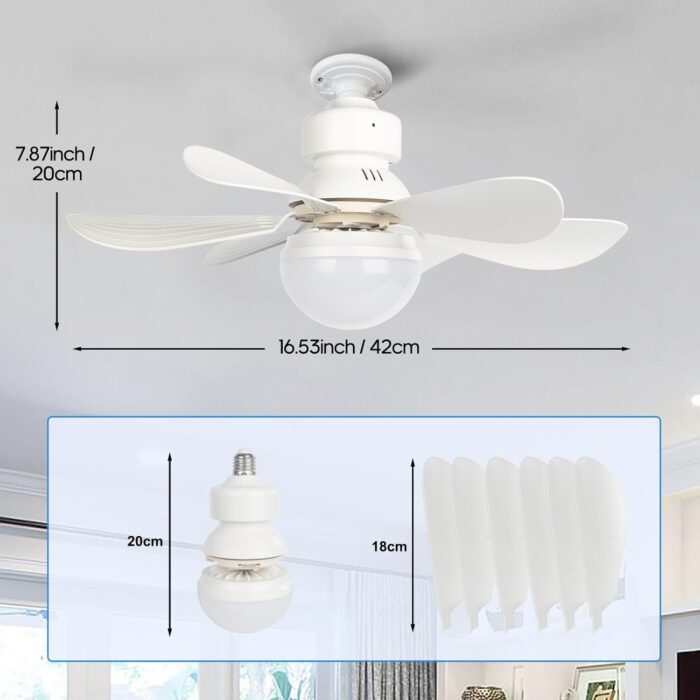 Abanico De Techo Con Luz  Ajustable 3 Velocidades Con Control Remoto - Imagen 3