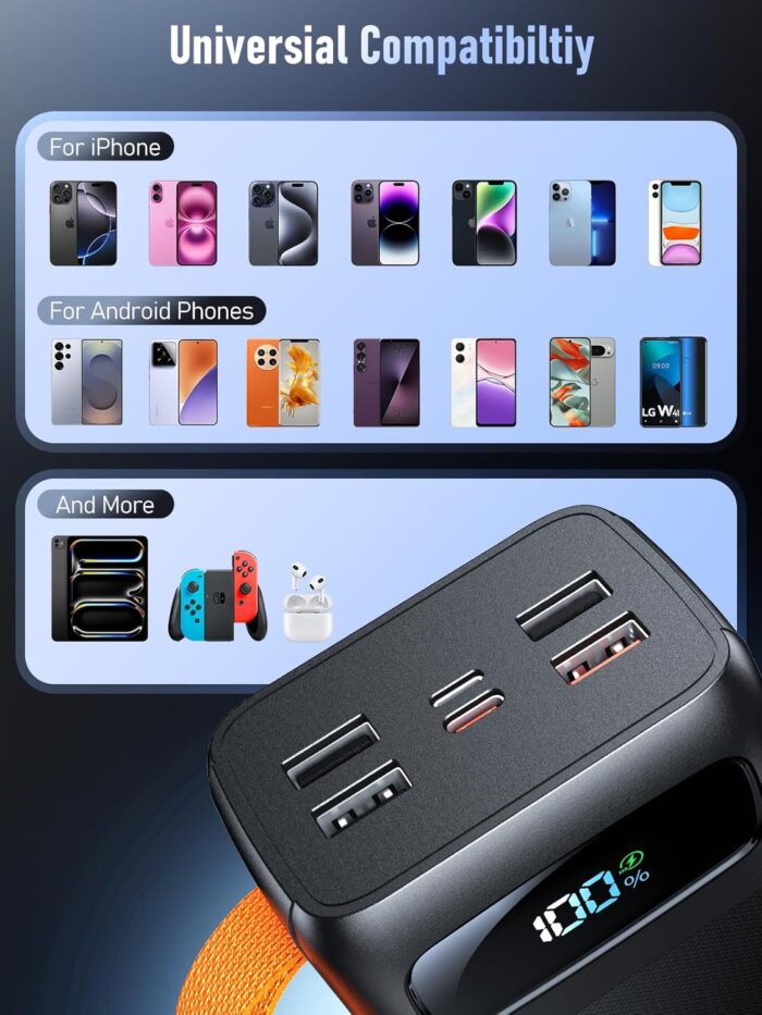 Cargador Portátil De Carga Rápida 35W Con 6 Puertos y Batería De 60,000mAh - Imagen 2