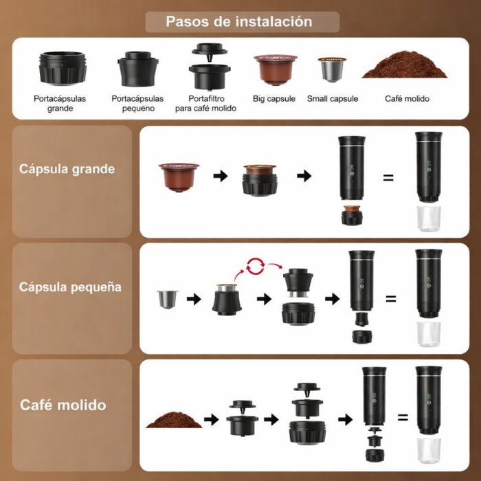 Cafetera Portátil Espresso 3 en 1 con Batería Recargable - Imagen 2