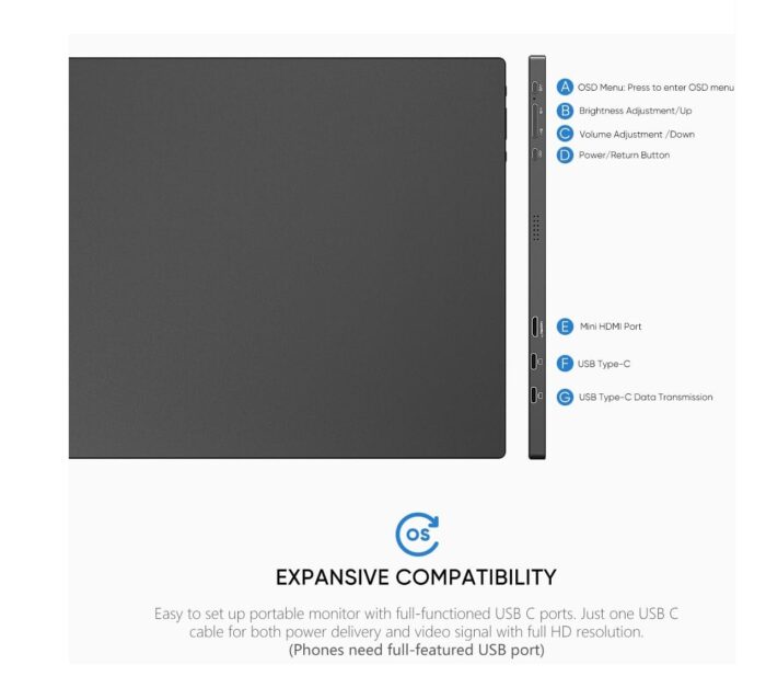 Monitor Portátil Arzopa Series S 15.6” FHD 1080P Pantalla IPS Ultra Delgada Plug & Play - Imagen 4