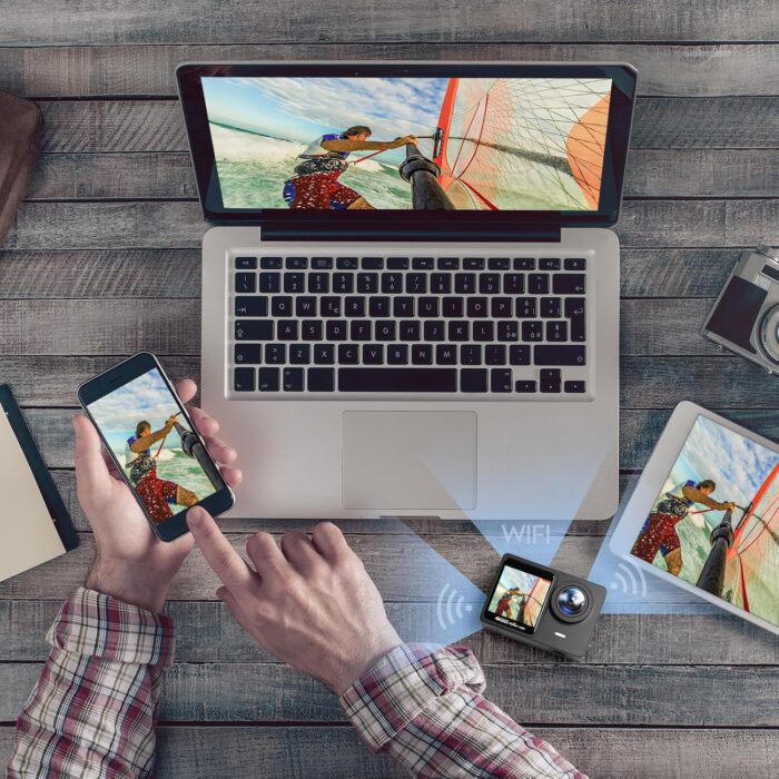 Cámara Sport Con Pantalla Dual 4K 60fps De 24MP HD 4k WIFI C/ Mic Externo Touch - Imagen 2