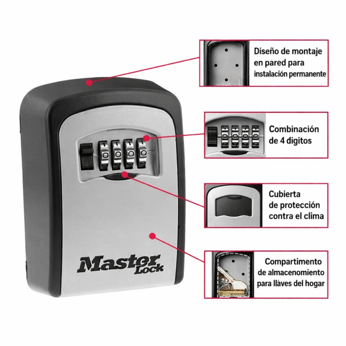 Caja De Bloqueo De Llaves Master Lock Con Combinación De 4 Dígitos - Imagen 2
