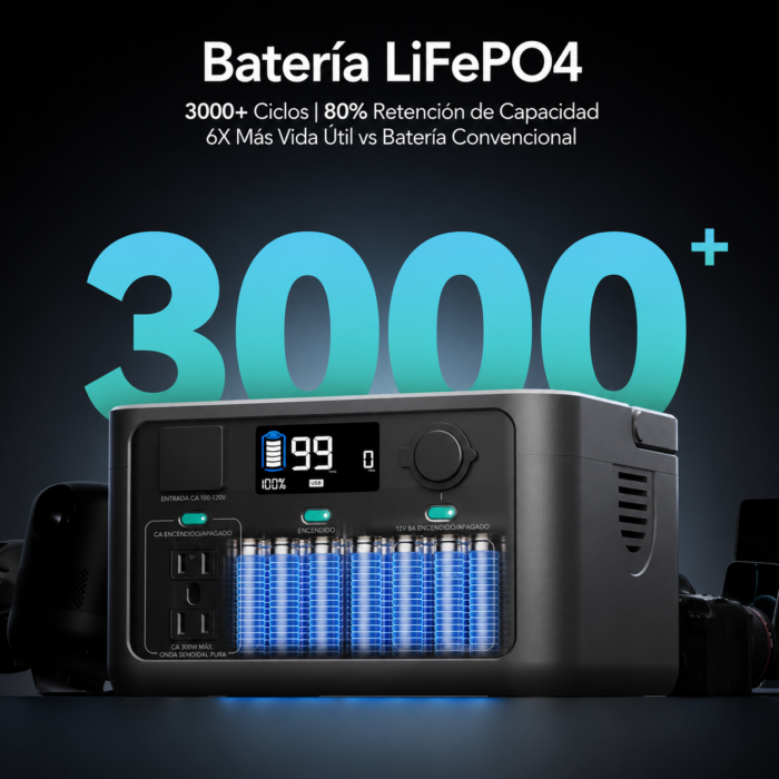 Estación De Carga Portátil Arkpax Core 300W – Batería LiFePO4 192Wh Con Carga Rápida - Imagen 3