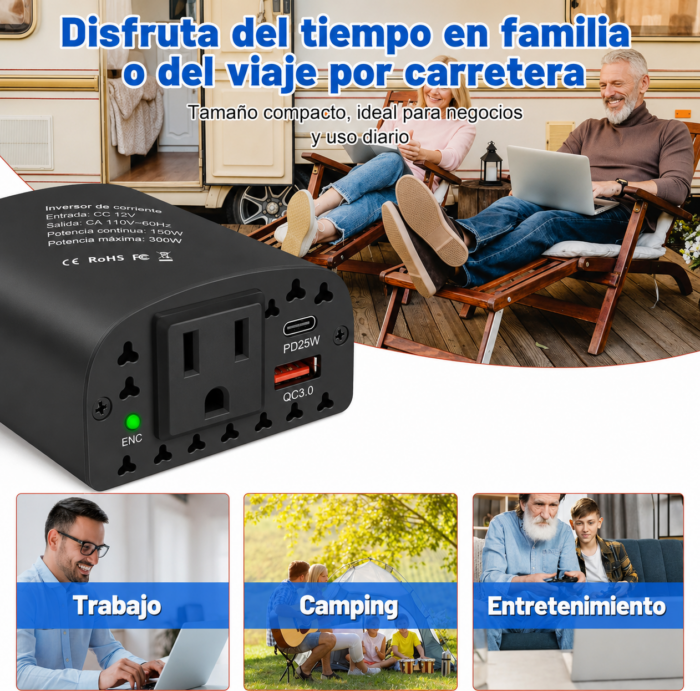 Convertidor De Vehículo 12v a 110v 150W - Imagen 2