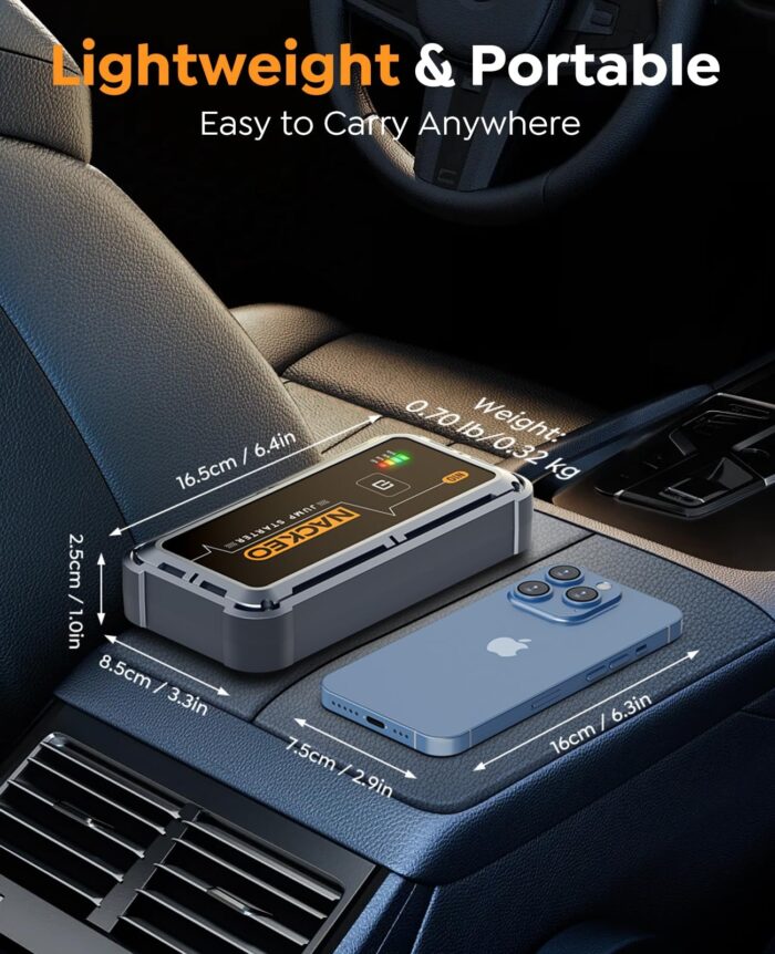 Cargador Jumper De Batería Portátil NACKEO 5000A 12V Con Carga Rápida 12000mAh - Imagen 3