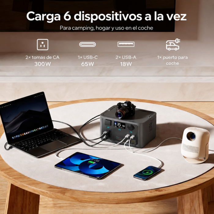 Estación De Carga Portátil Arkpax Core 300W – Batería LiFePO4 192Wh Con Carga Rápida - Imagen 2